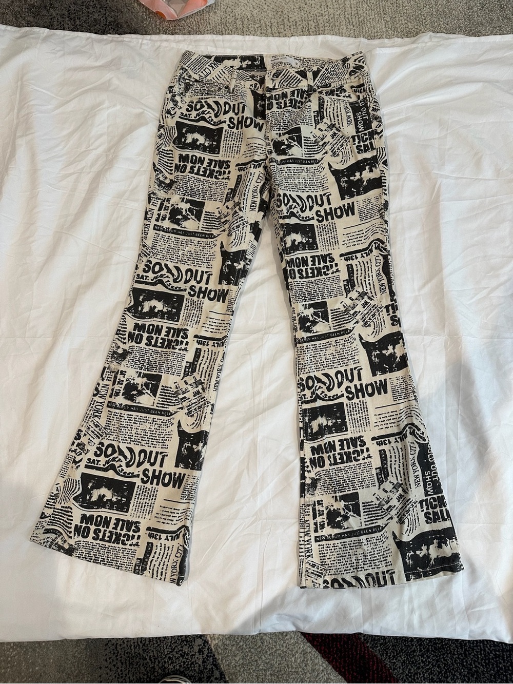 Black & White Newspaper Print Pants